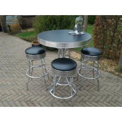 Amerikaanse bar tafel + barkrukken Bel Air fifties , sixties