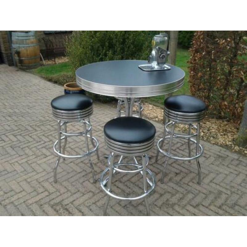 Amerikaanse bar tafel + barkrukken Bel Air fifties , sixties