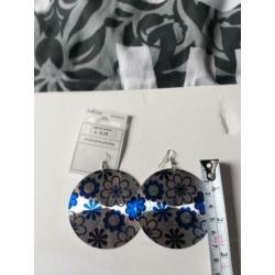 3+1 GRATIS! #1 Grote ronde oorbellen zilverkleur met blauw