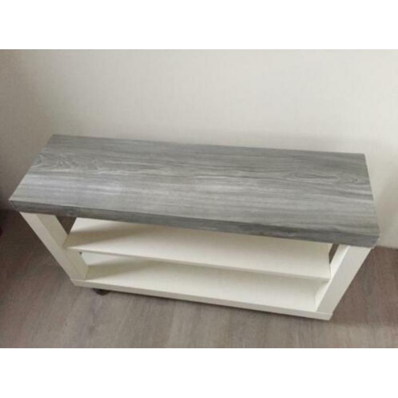 Ikea tv meubel wit/grijs op wieltjes