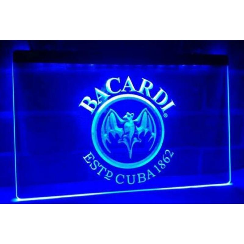 Bacardi 3d neon ledbord kroeg, keet, mancave, schuur, bar
