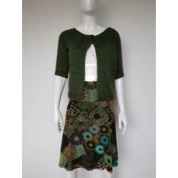 WAX Collection A-lijn rok. Mt. 36. Groen/print.