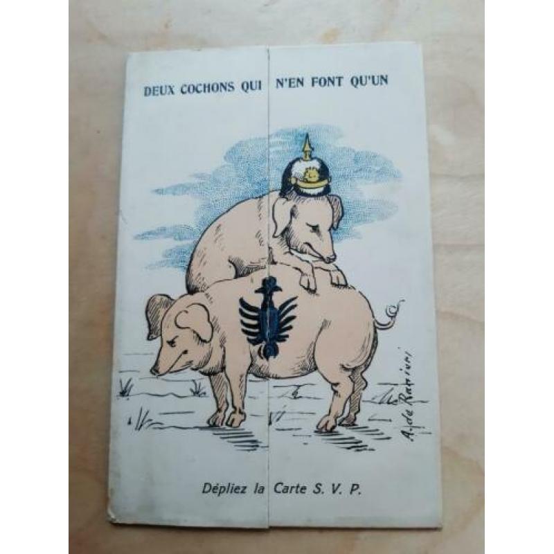 Anti Duitse propaganda uitklapkaart wo1 ww1