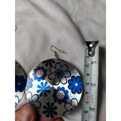 3+1 GRATIS! #1 Grote ronde oorbellen zilverkleur met blauw