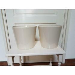 2 bloempotten creme