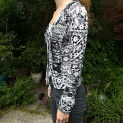 Daite vest blouse 38 M zwart wit