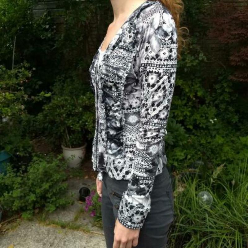 Daite vest blouse 38 M zwart wit