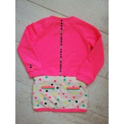 Vrolijk Quapi jurkje jurk neon roze confetti mt 86 NIEUW
