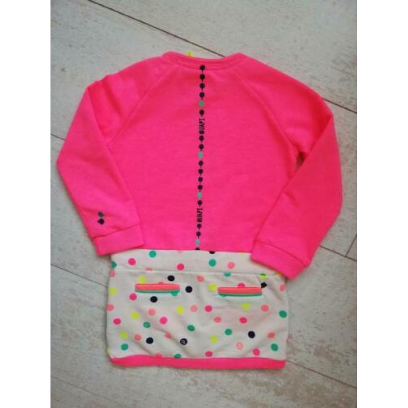 Vrolijk Quapi jurkje jurk neon roze confetti mt 86 NIEUW