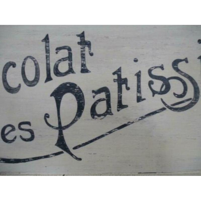 Uniek houten kistje 'Chocolat des Patissiers'/bakker/etalage