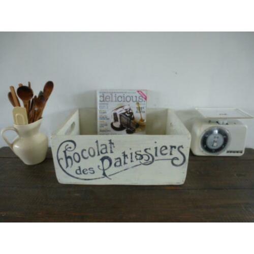 Uniek houten kistje 'Chocolat des Patissiers'/bakker/etalage