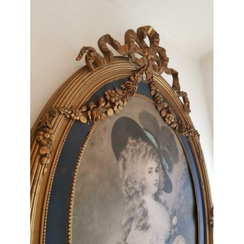 Brocante grote oude lijst met oude prent