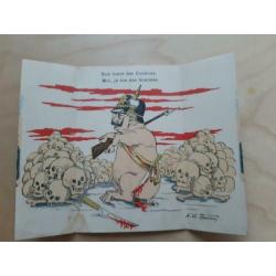 Anti Duitse propaganda uitklapkaart wo1 ww1