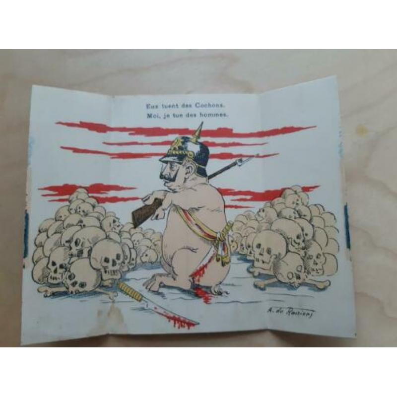 Anti Duitse propaganda uitklapkaart wo1 ww1