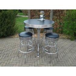 Amerikaanse bar tafel + barkrukken Bel Air fifties , sixties