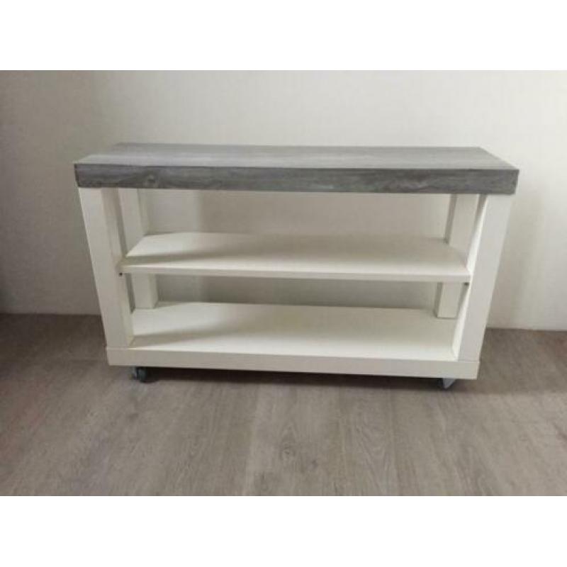Ikea tv meubel wit/grijs op wieltjes