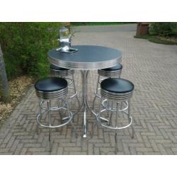 Amerikaanse bar tafel + barkrukken Bel Air fifties , sixties