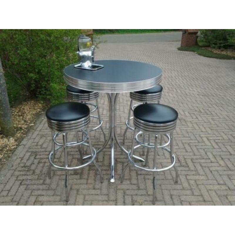 Amerikaanse bar tafel + barkrukken Bel Air fifties , sixties