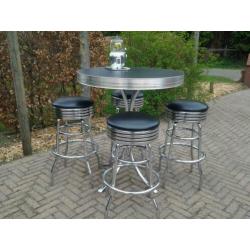 Amerikaanse bar tafel + barkrukken Bel Air fifties , sixties