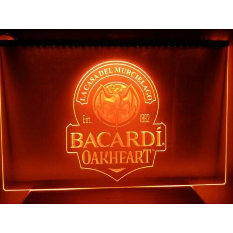 Bacardi 3d neon ledbord kroeg, keet, mancave, schuur, bar