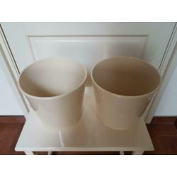 2 bloempotten creme