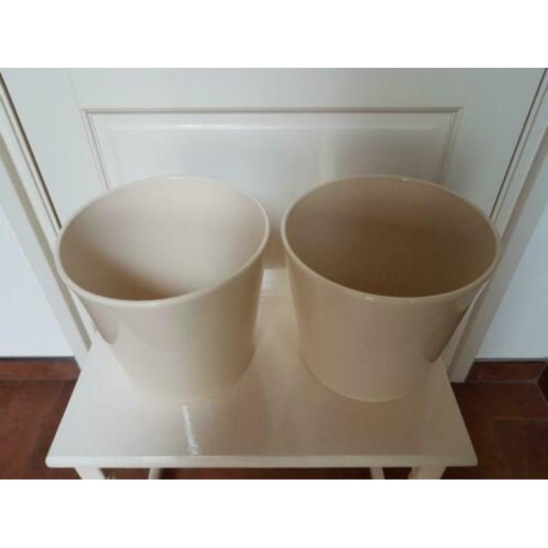 2 bloempotten creme