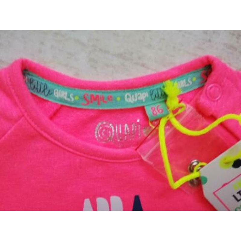 Vrolijk Quapi jurkje jurk neon roze confetti mt 86 NIEUW