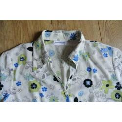 sommermann blouse 46 wit met blauwe bloemetjes zga nieuw