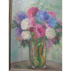 schilderij A.Vles Anemonen in glazen pot nr MM 1231