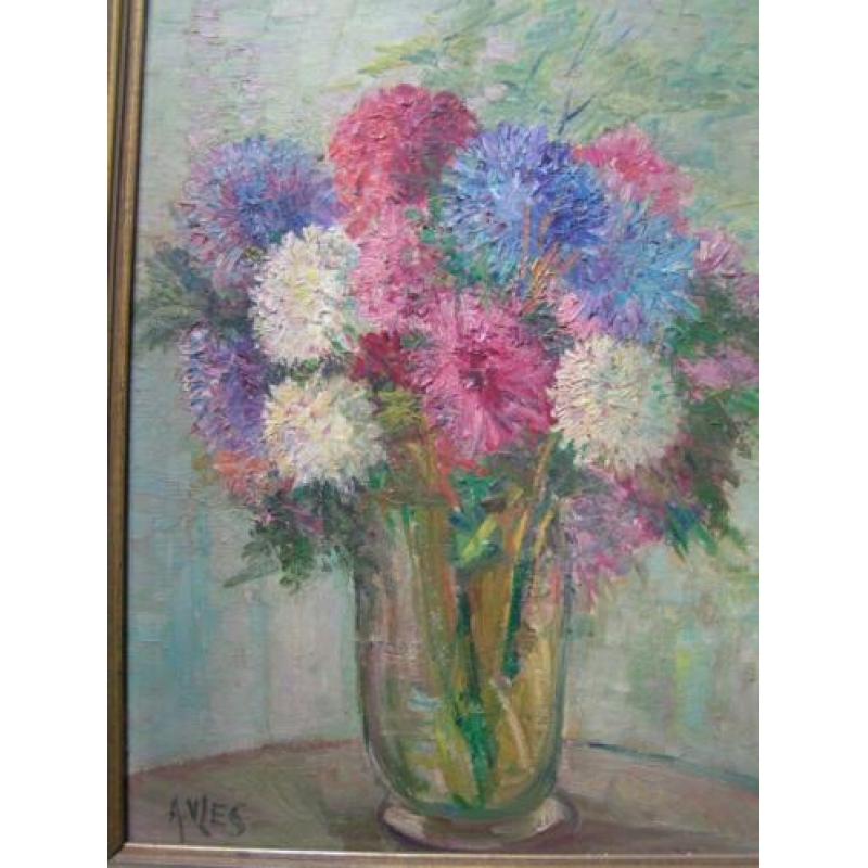 schilderij A.Vles Anemonen in glazen pot nr MM 1231