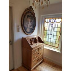 Brocante grote oude lijst met oude prent