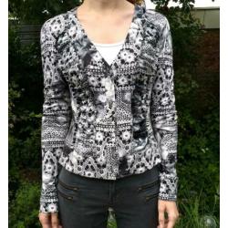 Daite vest blouse 38 M zwart wit