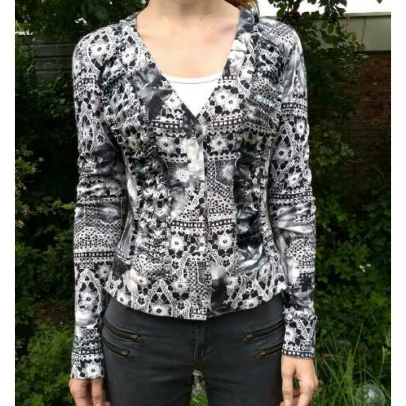 Daite vest blouse 38 M zwart wit