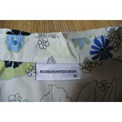 sommermann blouse 46 wit met blauwe bloemetjes zga nieuw