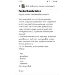 Bob de bouwer met gereedschapsriem