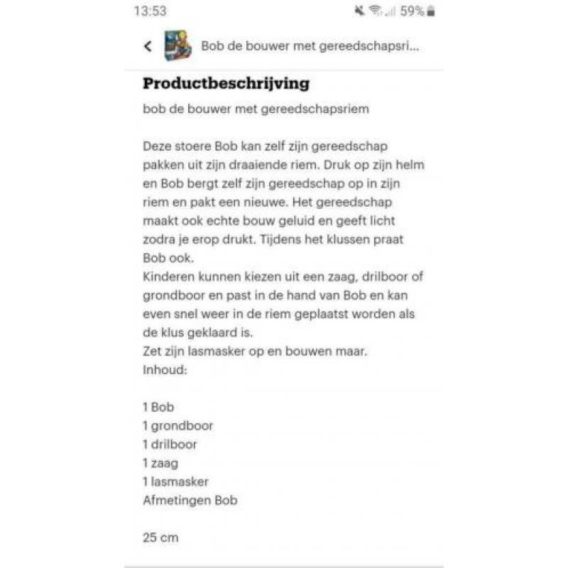 Bob de bouwer met gereedschapsriem