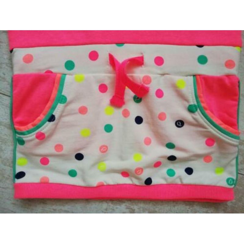 Vrolijk Quapi jurkje jurk neon roze confetti mt 86 NIEUW