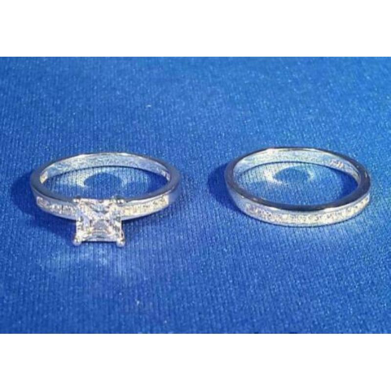 Dubbele ring met zirconia - goede kwaliteit - maat 7 / 8 / 9