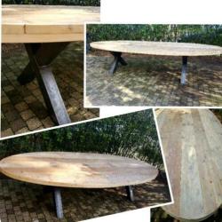 Ovale vergadertafel, bureau. Steigerhouten tafels op maat...