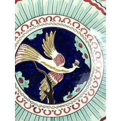 Bord majolica met vogel van RAM Arnhem 32,5