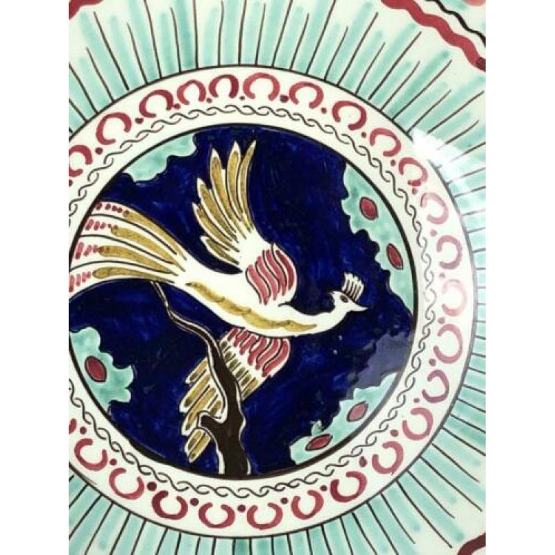 Bord majolica met vogel van RAM Arnhem 32,5