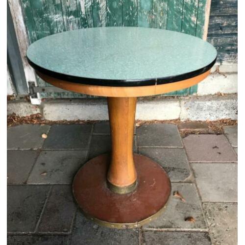 antieke ronde cafe-tafel in art-deco stijl.