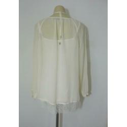 Roomwitte blouse van 100% zijde van Hallhuber Donna