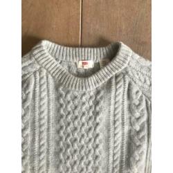 Levi's gebreide trui, grijs, 100% zachte wol, maat S, Aran