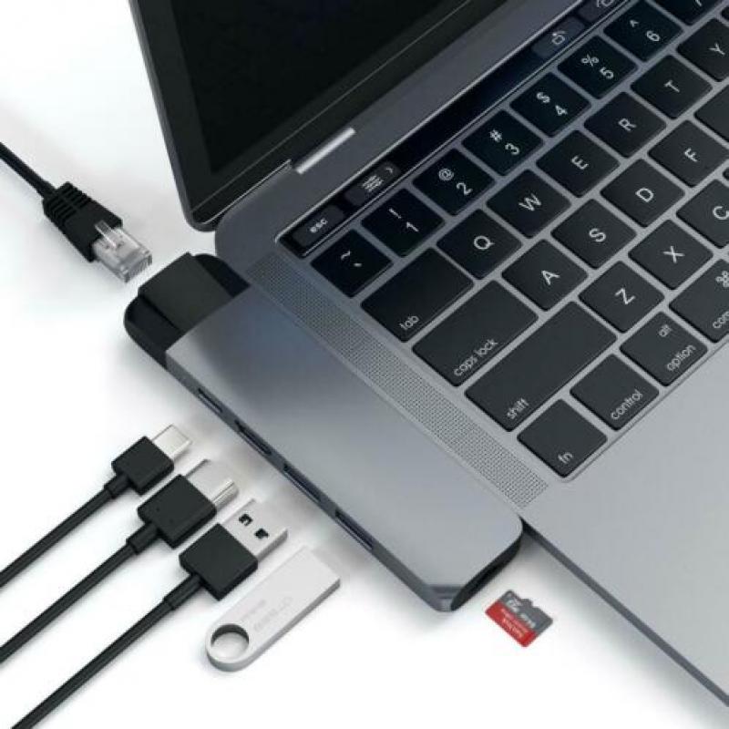 Satechi Pro USB-C Thunderbolt Ethernet hub Space Grijs
