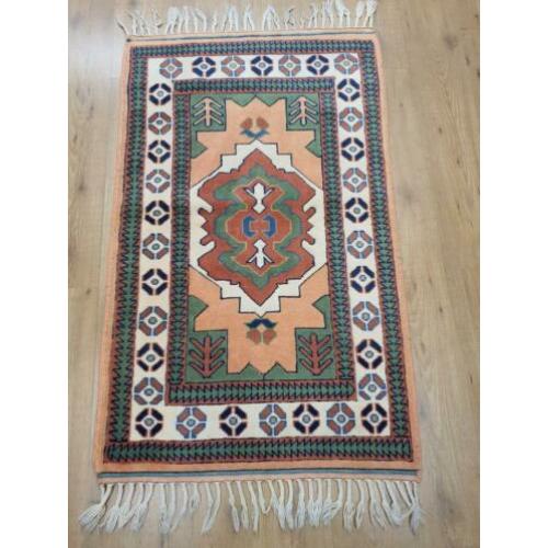 Vintage handgeknoopt perzisch tapijt Turks 160x81