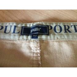 Mooie corduroy zandkleurige rok van het merk Pulls, maat 42