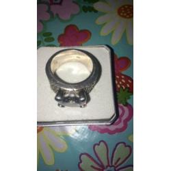 Massief Sterling zilveren ring met natuurlijk steen