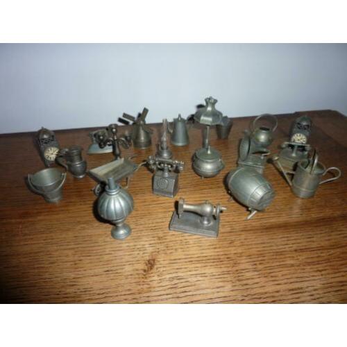 tinnen miniaturen, tin, letterbak, poppenhuis, verzamelen