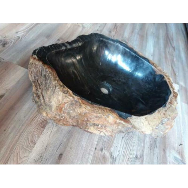 wastafel/wasbak versteend hout